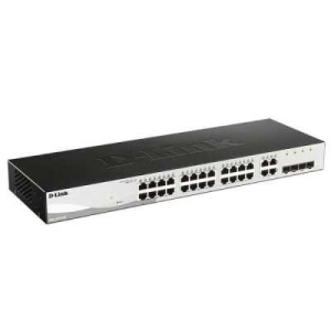 D-Link DGS-1210-28/F3A, L2 Smart Switch with  24 10/100/1000Base-T ports and 4 1000Base-T/SFP combo-ports.8K Mac address, 802.3x Flow Control, 256 of 
