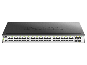 D-Link DGS-3000-52L/B, L2 Managed Switch with 48 10/100/1000Base-T ports and 4 1000Base-X SFP  ports.16K Mac address, 802.3x Flow Control, 4K of 802.1
