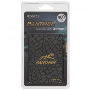 Apacer SSD PANTHER AS340 960Gb SATA 2.5" 7mm, R550/W520 Mb/s, IOPS 30/96K, MTBF 1.5M, 3D TLC, 560TBW, Retail (AP960GAS340G-1)