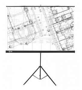 Экран Cactus Triscreen CS-PST-127X127 127 x 127см 1:1 напольный рулонный белый (черная рамка)