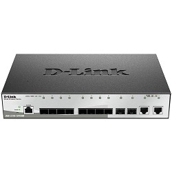 D-Link Managed L2 Metro Ethernet Switch 10x1000Base-X SFP, 2x1000Base-T, Surge 6KV, CLI, RJ45 Console, RPS, Dying Gasp