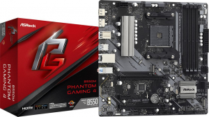 ASROCK B550M PHANTOM GAMING 4, AM4, B550, 4*DDR4, DP+HDMI, 4xSATA3 6.0 (RAID), M.2 Socket, 4xUSB 3.2,  2xUSB 2.0, mATX; 90-MXBE90-A0UAYZ