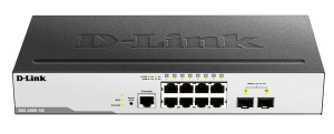 D-Link DGS-3000-10L/B1A, L2 Managed Switch with 8 10/100/1000Base-T ports and 2 1000Base-X SFP ports.16K Mac address, 802.3x Flow Control, 4K of 802.1
