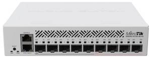 MikroTik Cloud Router Switch CRS310-1G-5S-4S+IN with 800 MHz CPU, 256 MB RAM, 4xSFP+, 5xSFP cages, 1xGBit LAN port, RouterOS L5, desktop case, rackmou