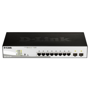 D-Link DGS-1210-10P/F3A, L2 Smart Switch with  8 10/100/1000Base-T ports and 2 1000Base-X SFP ports (8 PoE ports 802.3af/802.3at (30 W), PoE Budget 78