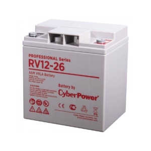 CyberPower Аккумуляторная батарея RV 12-26 12V/26Ah (AGM), клемма М6, ДхШхВ 166х125х175мм, высота с клеммами 175, вес 9,2кг, срок службы 8 лет