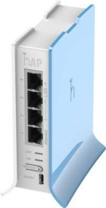MikroTik hAP lite with 650MHz CPU, 32MB RAM, 4xLAN, built-in 2.4Ghz 802.11b/g/n 2x2 two chain wireless with integrated antennas, RouterOS L4, desktop 