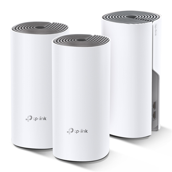 TP-Link Deco E4(3-pack), AC1200 Домашняя Mesh Wi-Fi система, 3 устройства, до 300 Мбит/с на 2,4 ГГц + до 867 Мбит/с на 5 ГГц, 2 встр. антенны, 2x10/10