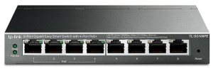 TP-Link 8-портовый гигабитный Easy Smart PoE-коммутатор, 8 гигабитных портов RJ45, 4 порта с поддержкой PoE, поддержка 802.3af, бюджет PoE до 55 Вт, с