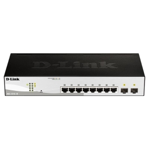 D-Link DGS-1210-10/FL1A, L2 Managed Switch with  8 10/100/1000Base-T ports and 2 1000Base-X SFP ports.8K Mac address, 802.3x Flow Control, 256 of 802.