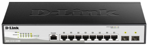 D-Link DGS-1210-10/ME/B2A, L2 Managed Switch with  8 10/100/1000Base-T ports and 2 1000Base-X SFP ports.16K Mac address, 802.3x Flow Control, 4K of 80