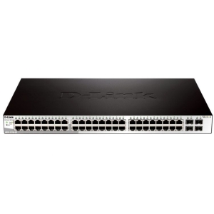 D-Link DGS-1210-52/F3A, L2 Smart Switch with  48 10/100/1000Base-T ports and 4 1000Base-T/SFP combo-ports.16K Mac address, 802.3x Flow Control, 256 of