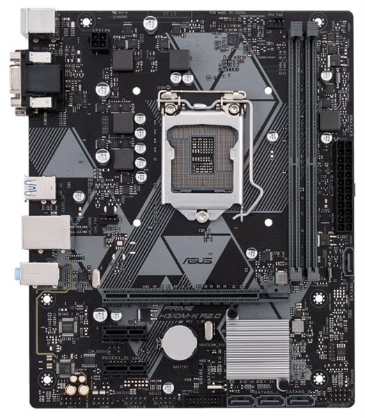 ASUS PRIME H310M-K R2.0, LGA1151v2, H310, 2*DDR4, D-Sub + DVI, SATA3, Audio, Gb LAN, USB 3.1*4, USB 2.0*6, COM*1 header (w/o cable), mATX ; 90MB0Z30-M