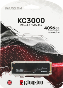 Kingston SSD 4TB KC3000 M.2 2280 PCIe 4.0 x4 NVMe R7000/W7000MB/s 3D TLC MTBF 2M 3,2PBW Retail 1 year