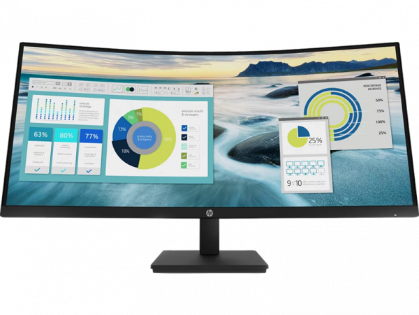 HP P34hc G4 34 Monitor Curved 3440x1440, 21:9, VA, 250 cd/m2, 3500:1, 5ms, HDMI, USB-C, USB, DisplayPort, Speakers, 50/60 Hz, Black (нет евровилки, оп