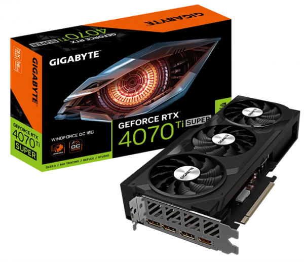 Видеокарта Gigabyte PCI-E 4.0 GV-N407TSWF3OC-16GD NVIDIA GeForce RTX 4070TI Super 16Gb 256bit GDDR6X 2625/21000 HDMIx1 DPx3 HDCP Ret