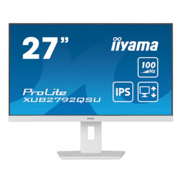 Монитор Iiyama 27" ProLite XUB2792QSU-W6 белый IPS LED 0.4ms 16:9 HDMI M/M матовая HAS Piv 250cd 178гр/178гр 2560x1440 100Hz DP WQ USB 6.1кг