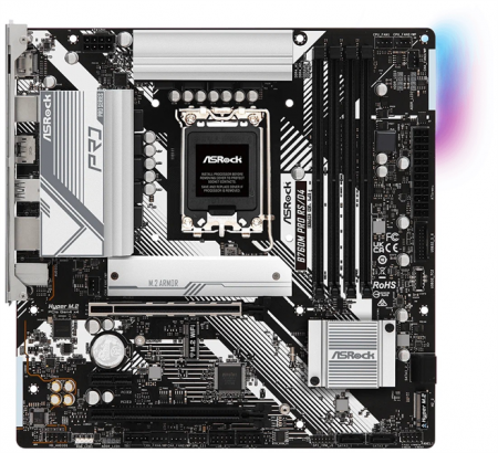 ASROCK B760M PRO RS, LGA1700, B660, 4*DDR5, DP+HDMI, 4xSATA3 6.0 (RAID), M.2 Socket, 4xUSB 3.2, 2xUSB 2.0, mATX; 90-MXBLH0-A0UAYZ