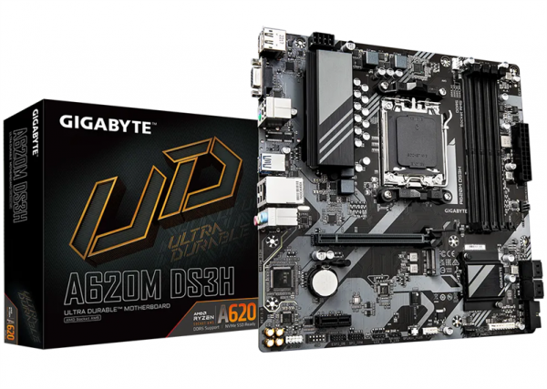 GIGABYTE A620M DS3H, AM5, A620, 4*DDR5, 4*SATA, 1*M.2, 1*USB 3.2, 4*USB 2.0, Type-C, 1*PCIx16, 1*PCIx1, DP+HDMI+D-Sub, mATX