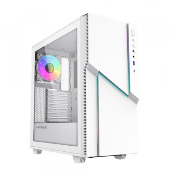 Gamemax Корпус ZORRO WHITE без БП (Midi Tower, Белый., 1*USB3.0, 1*USB Type-C, COC fan)