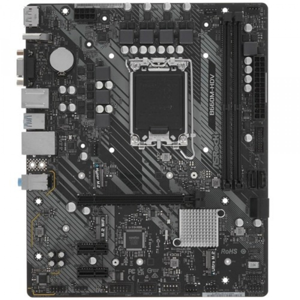 ASROCK B660M-HDV, LGA1700, B660, 2*DDR4, DP+D-Sub+HDMI, 4xSATA3 6.0 (RAID), M.2 Socket, Type-C, 3 x USB 3.2 Type-A, 2xUSB 2.0, mATX; 90-MXBH40-A0UAYZ